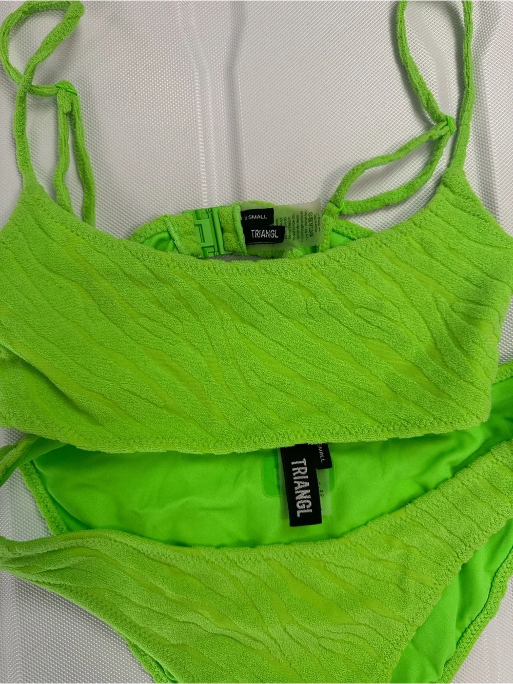 triangl swimwear Neon Lime Ribbed Bikini Set